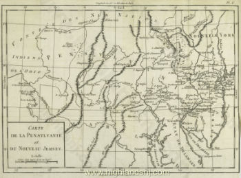 1781 Carte de la Pensylvanie et du Nouveau Jersey